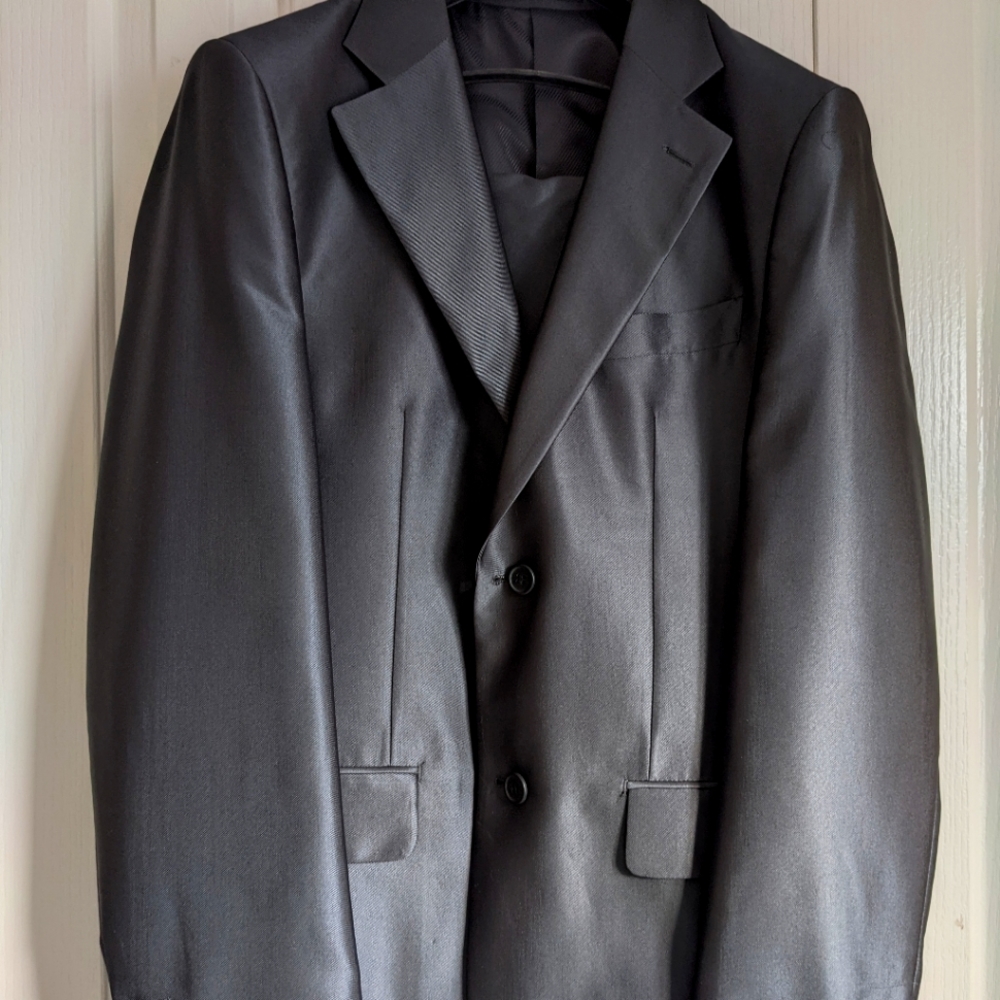 Men's suit & pants - 38R/32W - Grey/charcoal sheen